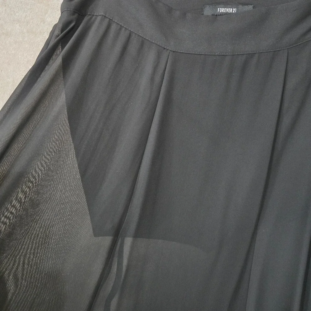 Forever 21 Skort Maxi Women M‎ Black Sheer Chiffon Overlay Built-in Shorts Flowy